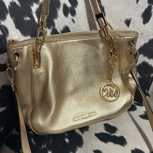 Michael Kors Gold Shoulder Bag with Chain Link Straps